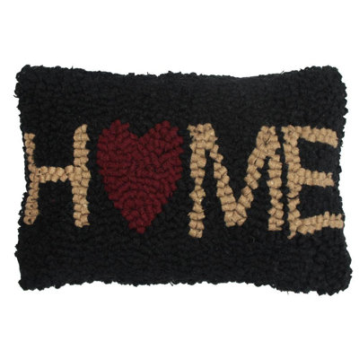 Home Hooked Pillow 8X12  Black