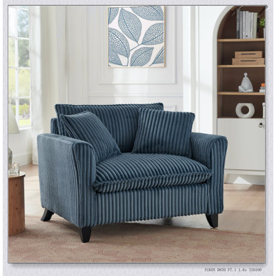 Fauteuil ergonomique avec coussin de siège moelleux et accoudoirs, idéal pour le salon et la chambre à coucher - bleu