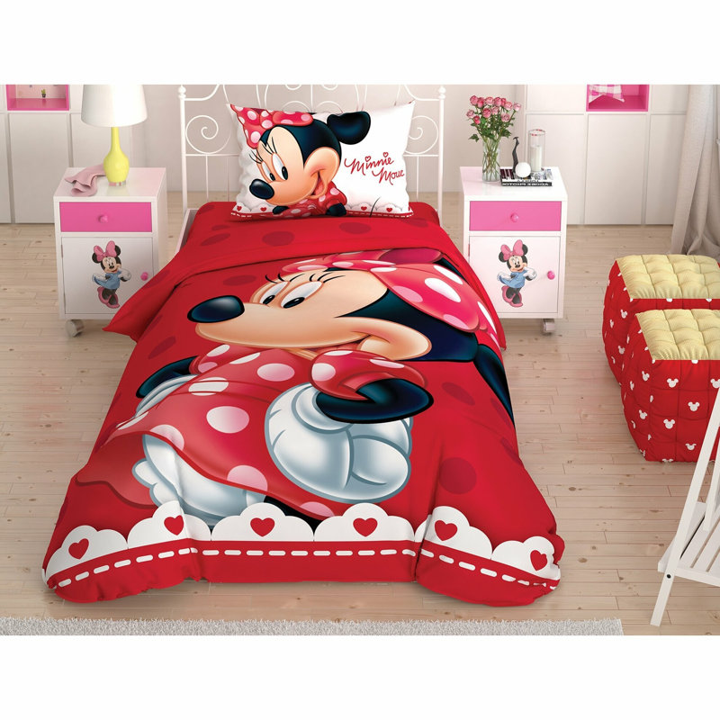 Ensemble de housse de couette 100% coton rouge / blanc / noir 3 pièces