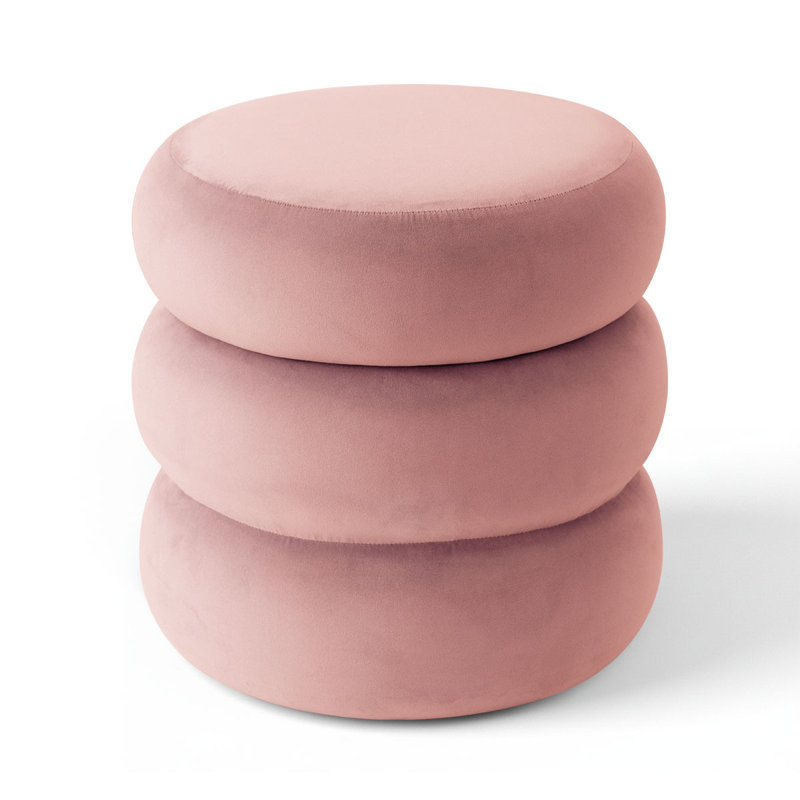 Modern Round Velvet Side Table,Upholstered Nightstand, Rose
