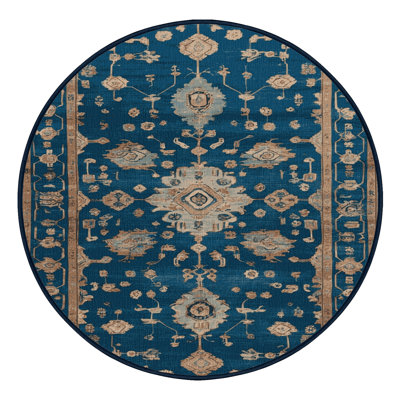 Machine Washable Overdyed Blue Area Rug