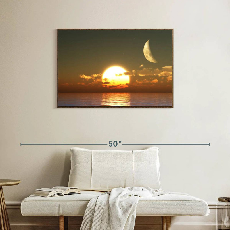 Sunset Moon, 37" X 25", Floating Frame Walnut