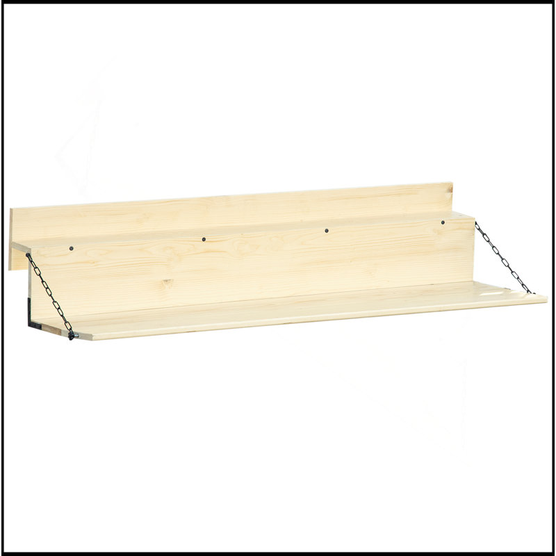 Table de balcon suspendue, barre de garde-corps pliable en bois d'épinette, table de service et bureau, s'adapte jusqu'à 3,9 pouces, naturel