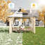 Pavillon de jardin en bois 10 po x 12 pi avec toit double en métal et rideaux, pavillon d'extérieur permanent robuste pour terrasse de jardin