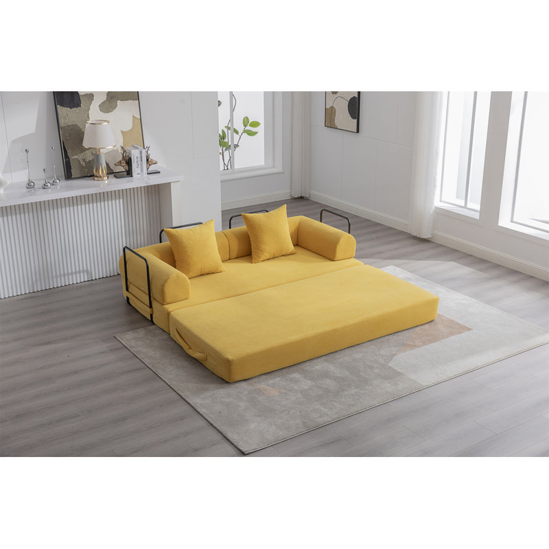 Canapé modulaire pliable et compressible avec disposition personnalisable et rangement intégré pour les espaces de vie modernes.
