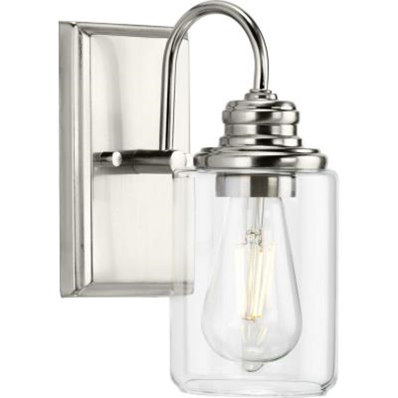 "Support pour salle de bain 1 lumière de la collection Aiken Progress Lighting - Transitional Brass Elegance"