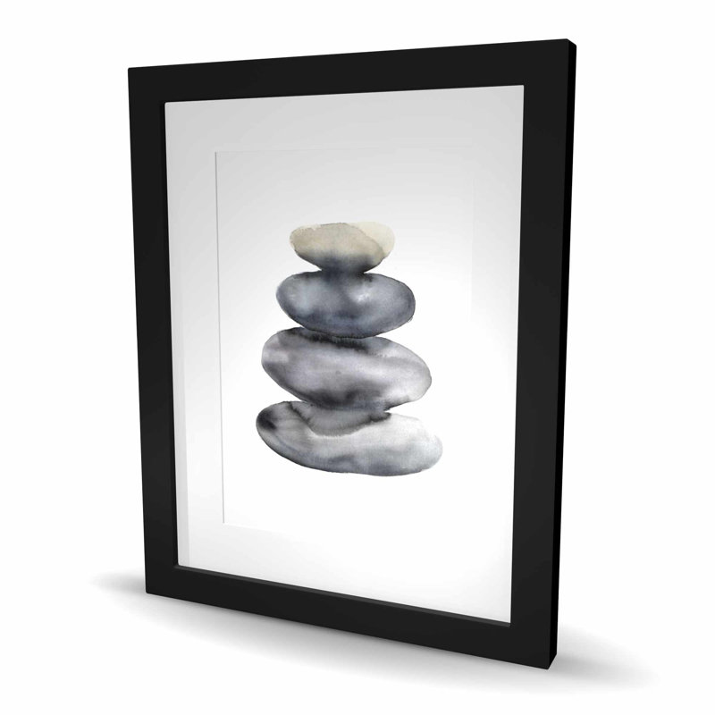 Quatre pierres chaudes - reproduction encadrée pour la décoration intérieure, H 20 po x l 16 po, Noir