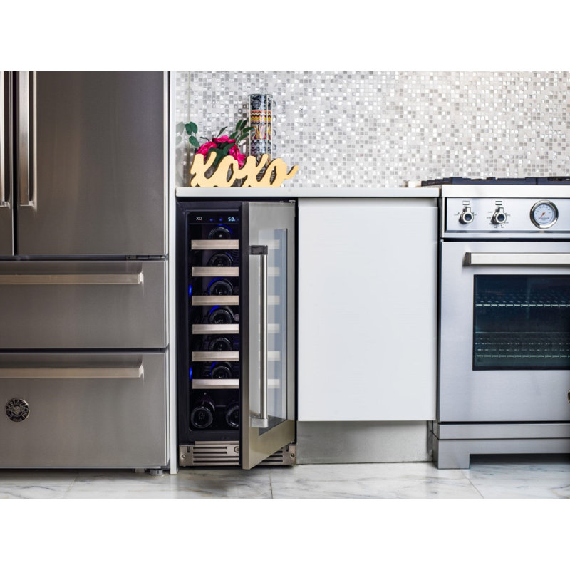 34 Bottle 15 SS Glass Single Zone Freestanding Wine Refrigerator, Left