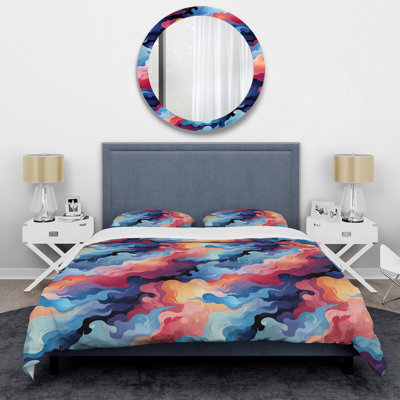 Celestial Disguise Undulation II - Ensemble de housse de couette abstrait - Microfibre de polyester