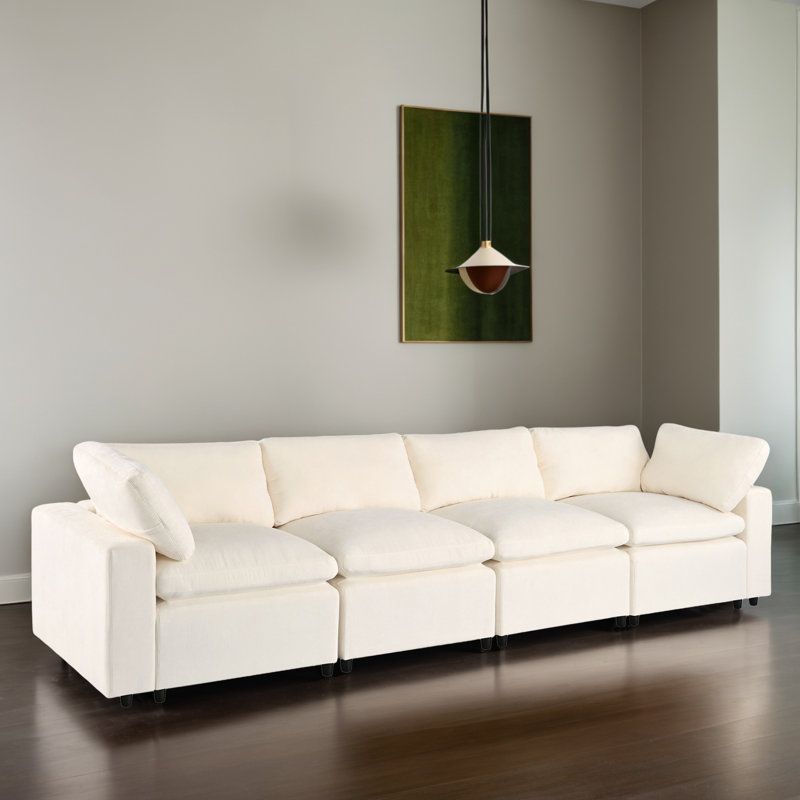 Canapé-lit modulaire moderne avec espace de rangement, ports de charge USB et haut-parleur Bluetooth intégré, Beige