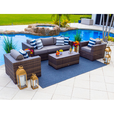 Sorrento 4 Piece Rattan Sofa Seating Group with Cushions by Latitude Run