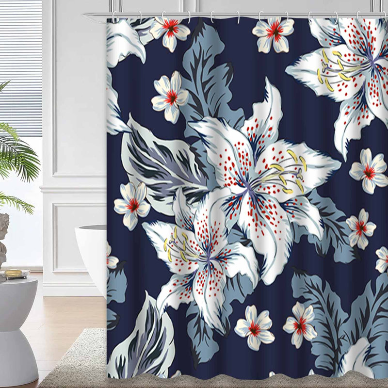 Rideau de douche imperméable à motif de feuilles de palmier tropicales exotiques avec 12 crochets, L 72 po x l 72 po