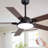 52 Inch Modern Black Ceiling Fan With Light And Remote, Silent DC Motor 6 Speeds Chandelier Ceiling Fan For Bedroom-622442074-622442077