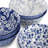  Sublime 6 Piece Assorted Design 20oz Porcelain Footed Bowl Set in Blue