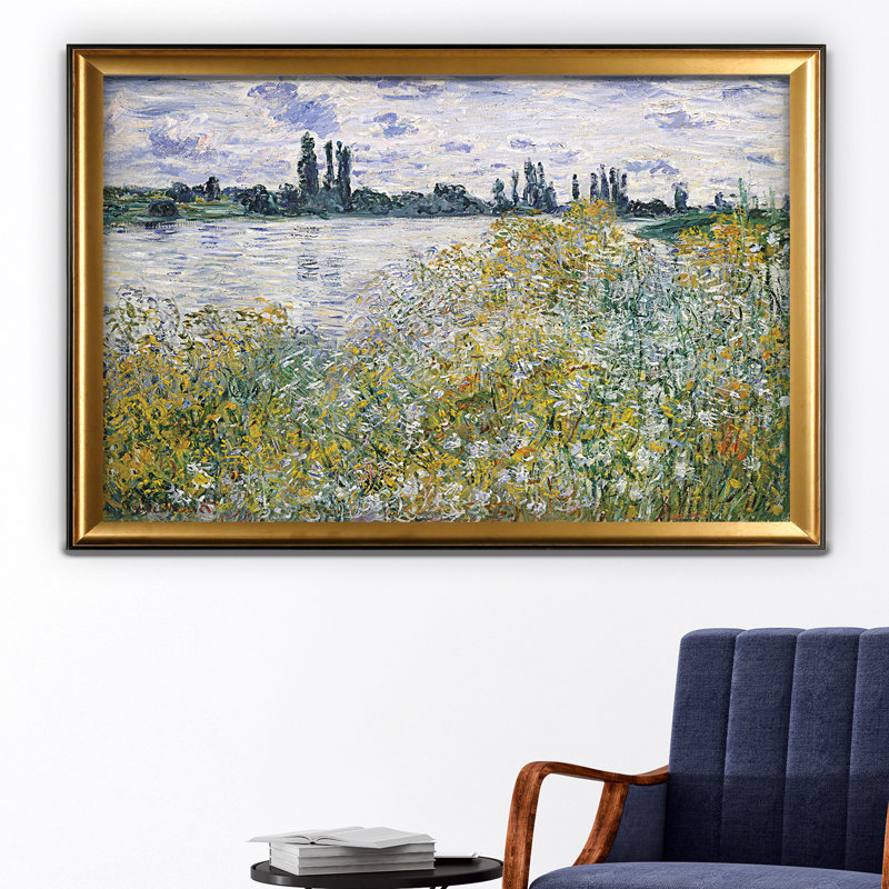 « le fleurs near theuil », impression, Cadre doré, H 27 po x l 39 po x P 2 po, Pas de tapis