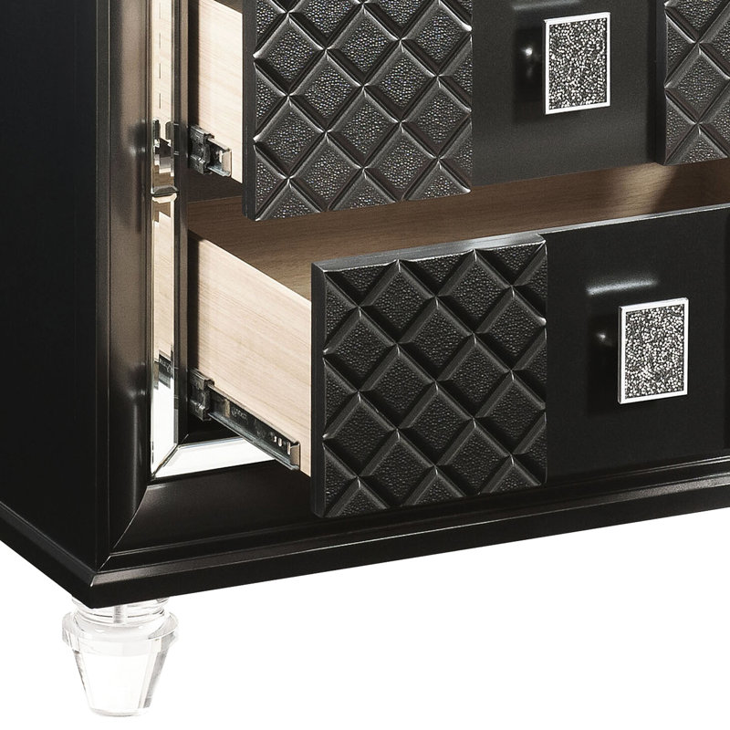 Table de chevet gris métallique avec deux tiroirs pour une chambre à coucher élégante 2