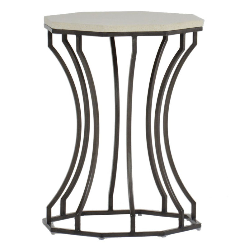 Audrey Side Table, Charcoal/Travertine Superstone