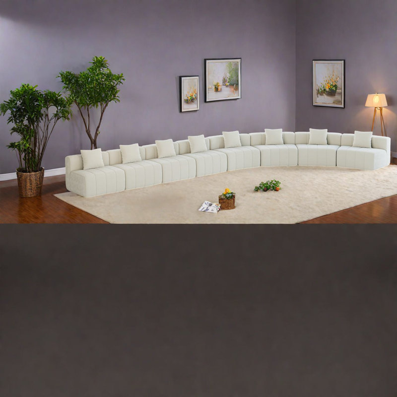 Canapés modulaires spacieux en chenille, conception courbée moderne avec 8 coussins pour la maison