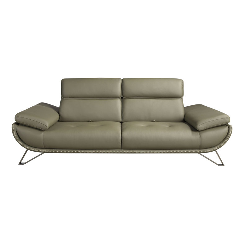 Olive  leather sofa, 3