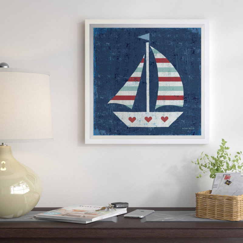 « nautique love voilier », impression sur toile, H 26 po x l 26 po x P 1,5 po, Toile tendue, Aucun mat