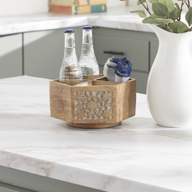 Wood Round Flatware Caddy