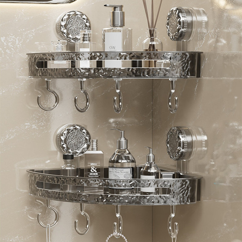 Serviteur de douche d'angle transparent avec crochet, Gris