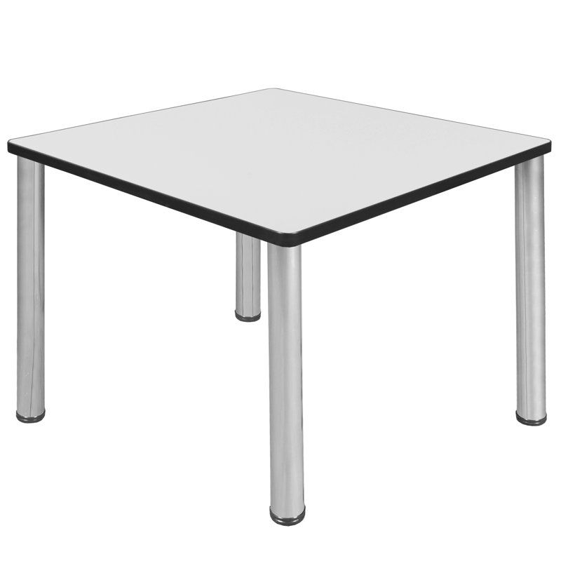 Plateau de table Kee, Chrome, H 29 po x L 30 po x l 30 po, Blanc