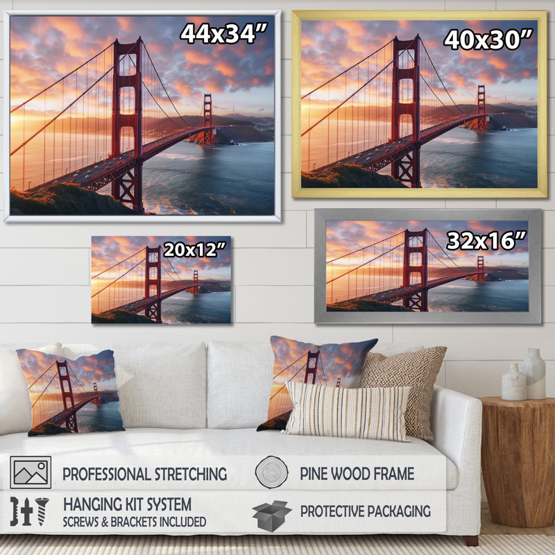 San Francisco Golden Gate Solitude III - impression sur toile encadrée en Californie, H 24 po x l 32 po x P 1 po