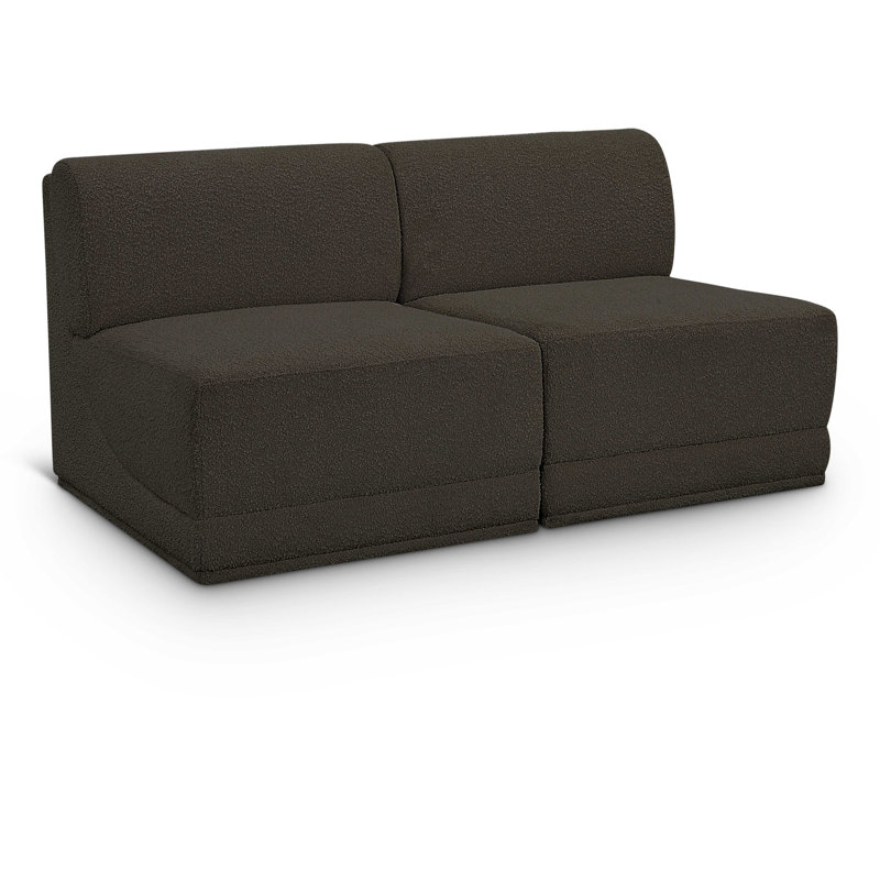 Causeuse rembourrée 60 po Ollie, Tissu brun bouclé