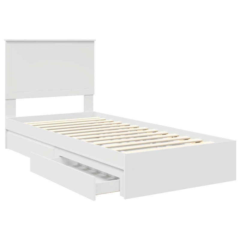  Bed Frame With Drawer Engineered Wood, European Single (90 x 200 cm), White