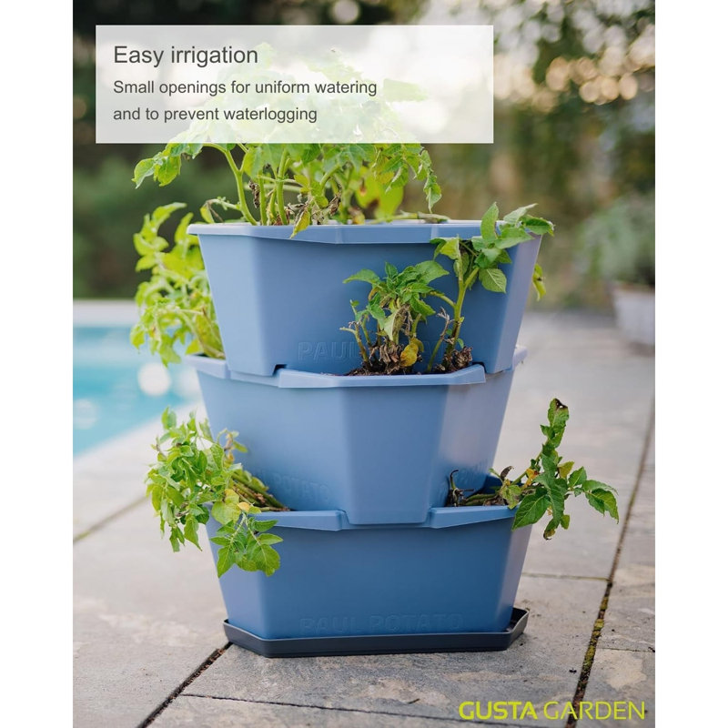 Paul Potato Potato Planter Tower, 3-Tier, Raised Bed, Pest protection, 0.2m², 42L Soil Capacity, Blue