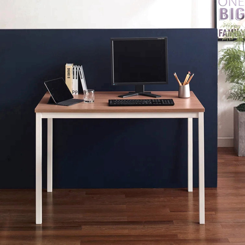 Harry Contemporary Wood And Metal Computer Desk In Oak, Oak/Ivory