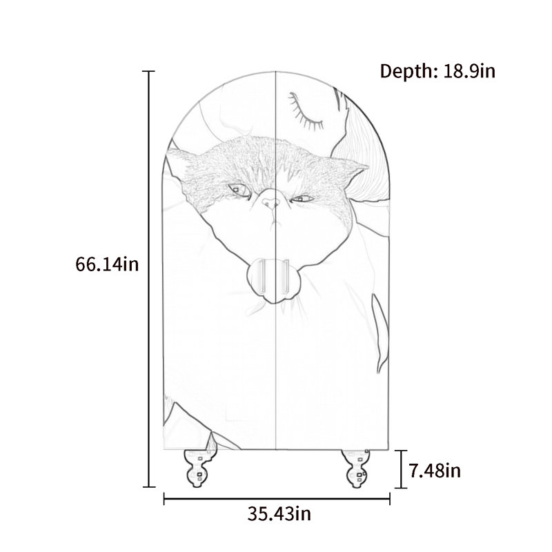Armoire arquée avec tablettes et portes
