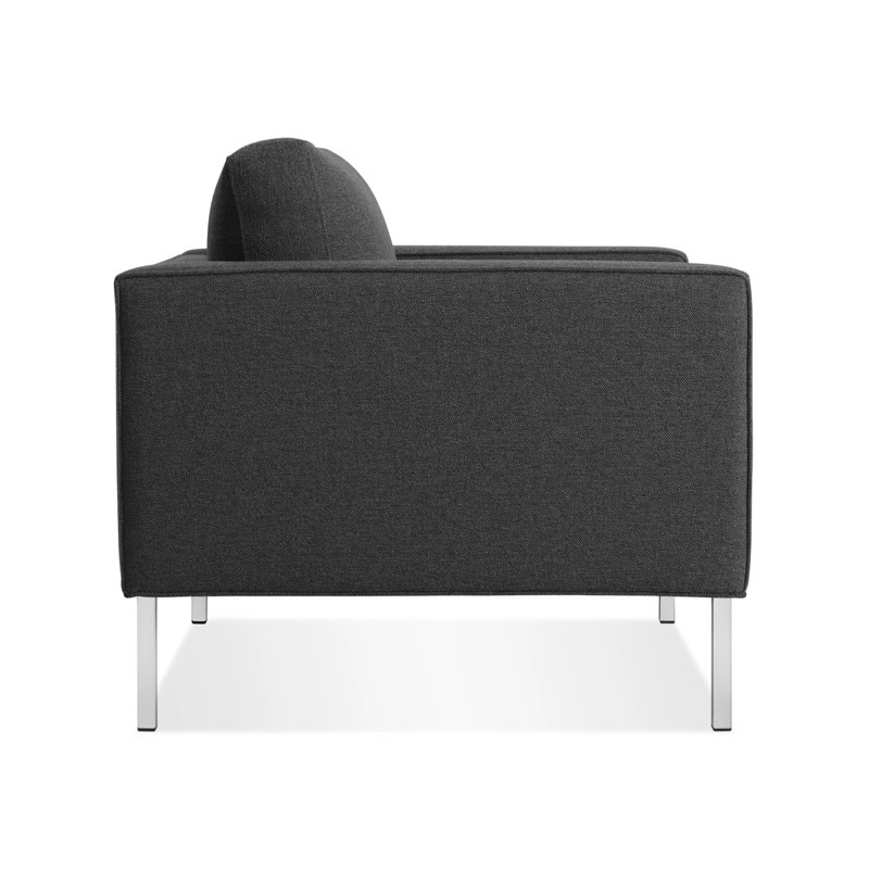 Paramount Tufted Armchair, Stainless Steel, Otter Velvet Polyester Blend