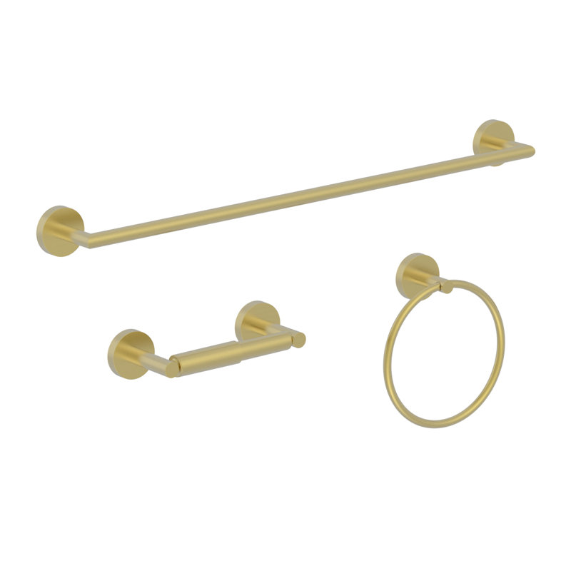 3 - Piece Bathroom Hardware Set, Matte Gold