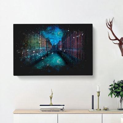 Canal Through Hamburg - Wrapped Canvas