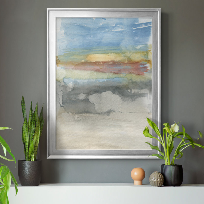 High Desert Sunset I - peinture sur toile encadrée, Cadre argenté, H 30,5 po x l 42,5 po x P 1,5 po