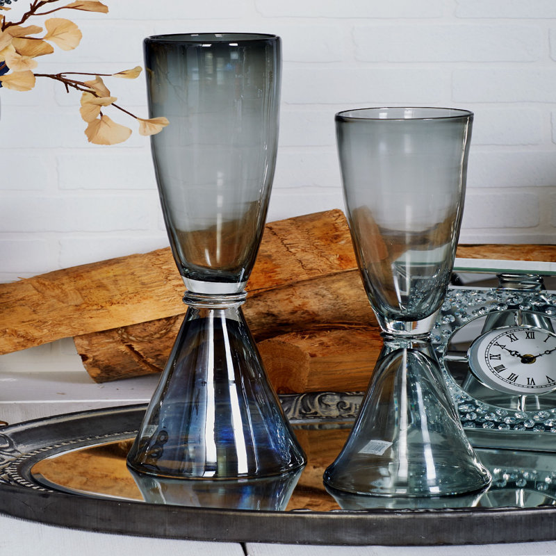 Vase de plancher en verre Boaman, Gris, H 23 po x l 6 po x P 6 po