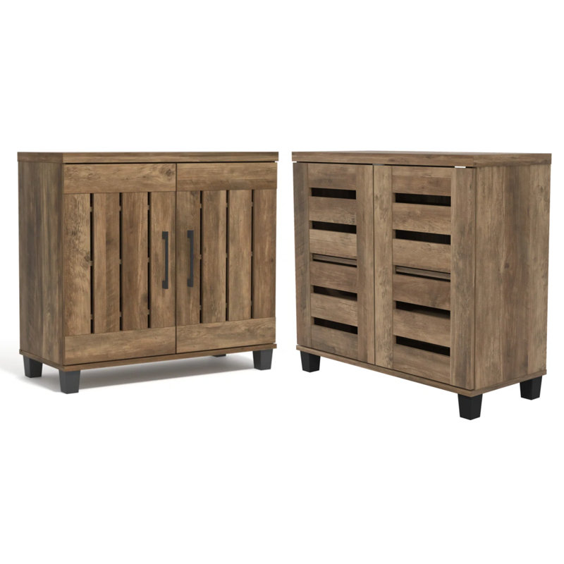 Lismore & Banos 2-Door Shoe Storage Set (Holds 24 Pairs), Knotty Oak