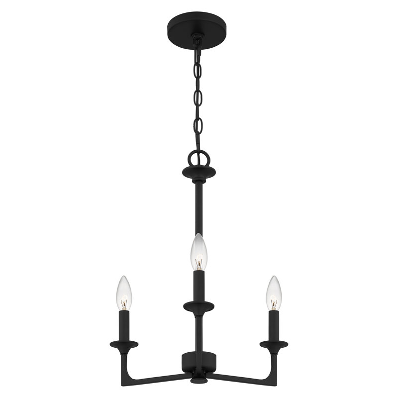 Chandelier classique à 3 lumières de style bougie Morril, Noir mat