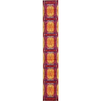 Tapis rose / jaune à motif géométrique Dawson