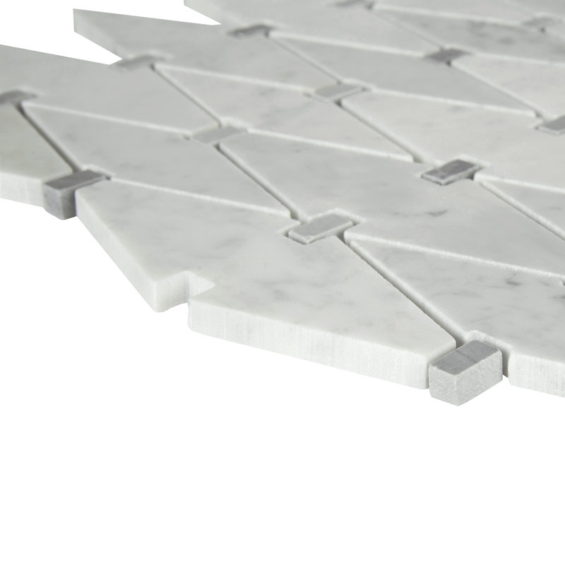 Carrara White Geometric 11 in. x 12 in. Polished Marble Mosaic Floor and Wall Tile