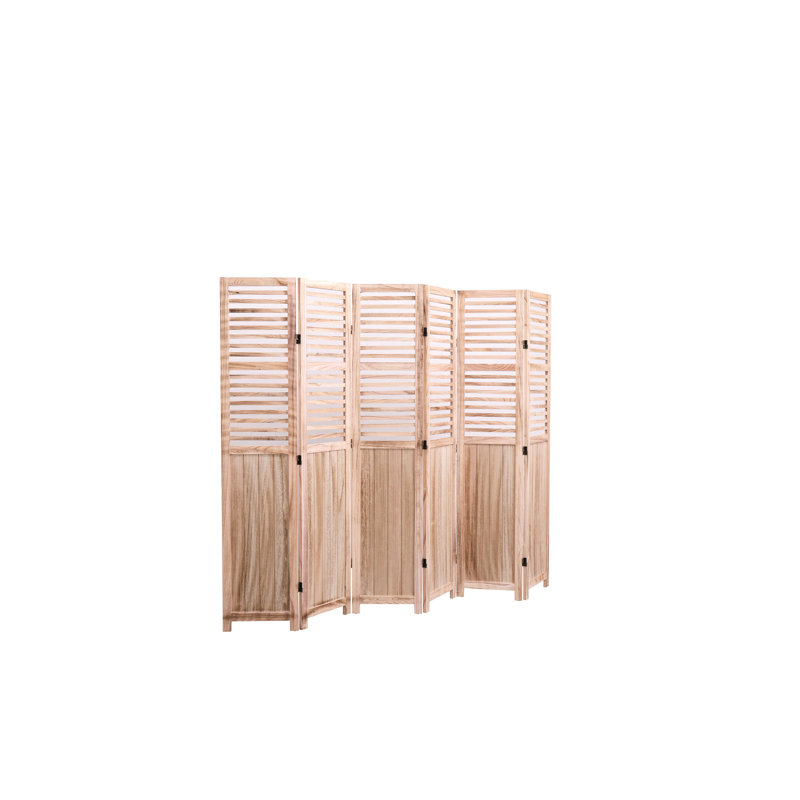 Paravent 6 pièces en bois massif naturel l 82,8 po x H 65 po pour écran intérieur, 6, finition avec charnières