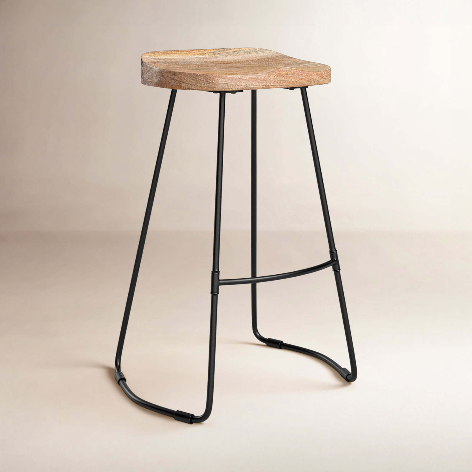 Geonna Solid Wood Stool, Natural, Counter Stool (27" Seat Height)