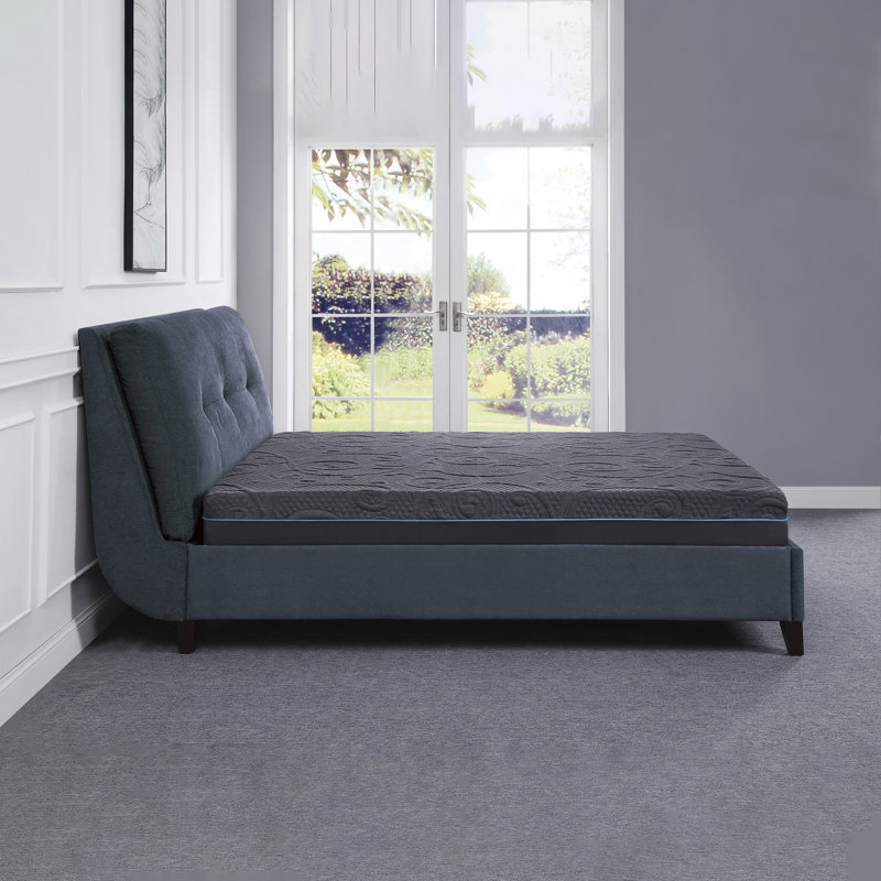 Matelas pour lit double 8 po en mousse viscoélastique hybride imprégnée de gel, gris foncé, matelas dans une boîte, matelas ferme et confortable