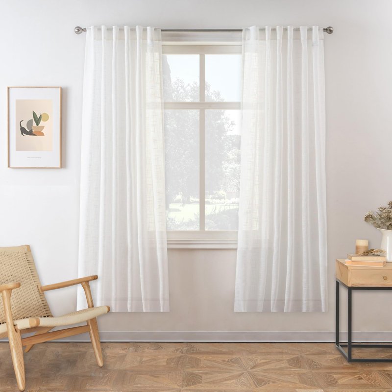 Janie Rod Pocket Semi-Sheer Curtain Panel Pair, 52" W x 72" L, White