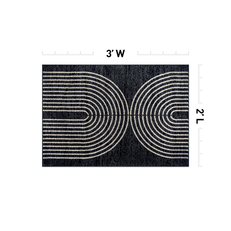 Tapis contemporain à arche contemporaine, Rectangulaire 2 pi x 3 pi