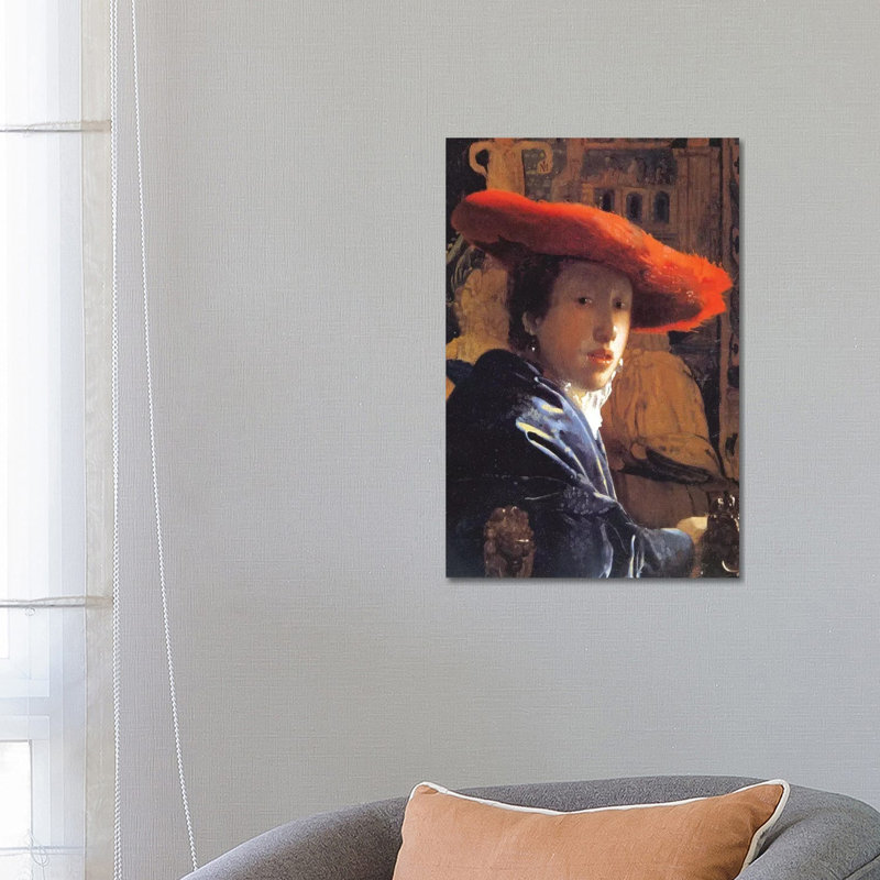 Girl With A Red Hat, C by Johannes Vermeer - Wrapped Canvas Print, 66.04cm H x 45.72cm W x 1.91cm D