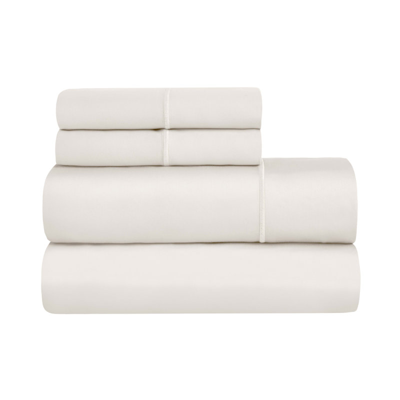Luxury 1500 Thread Count 100% Egyptian Cotton Stitched Hem Deep Pocket Sheet Set, Queen Sheet Set, Ivory