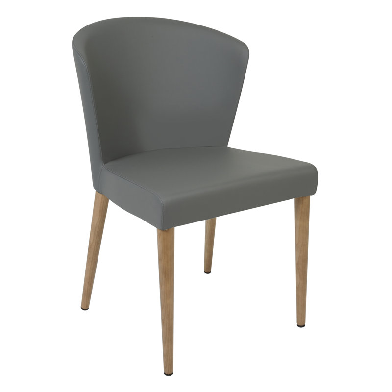Verona Ecopelle Leather Upholstered Dining Chair, Gray, Wenge